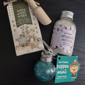 Sweet & Shimmer Bath Salts and Bubble Bath in Whipped Vanilla & Peppermint